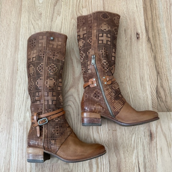 A.S. 98 Gene Boho Brown Leather Perforated Knee High Boots Size EU 37 | US 6.5-7 - Picture 9 of 14